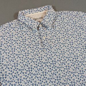 Ash & Erie Polo Shirt Mens Medium Floral Short Sleeve Casual